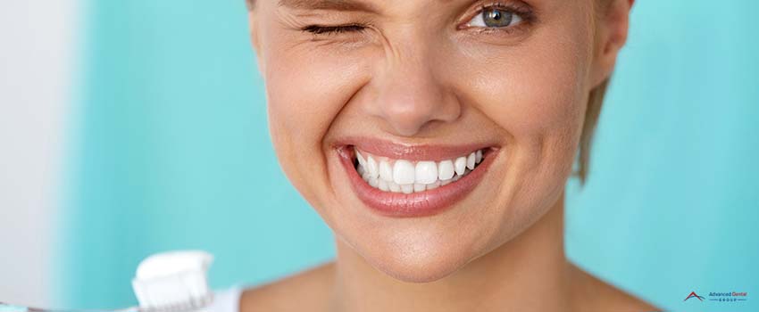 ADG-Woman With Beautiful Smile Brushing Healthy White Teeth